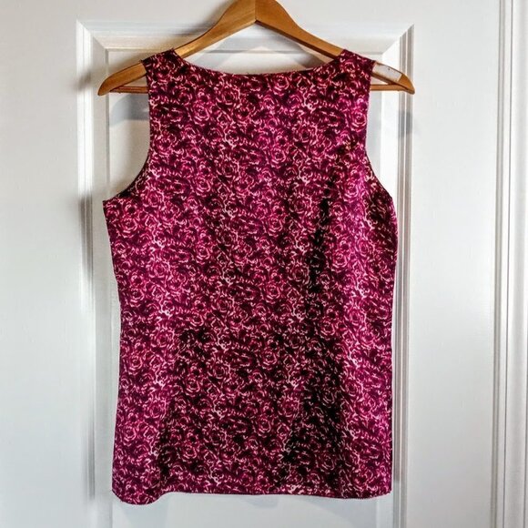 Ann Taylor Magenta Abstract Print Sleeveless Silk Top - Picture 2 of 4